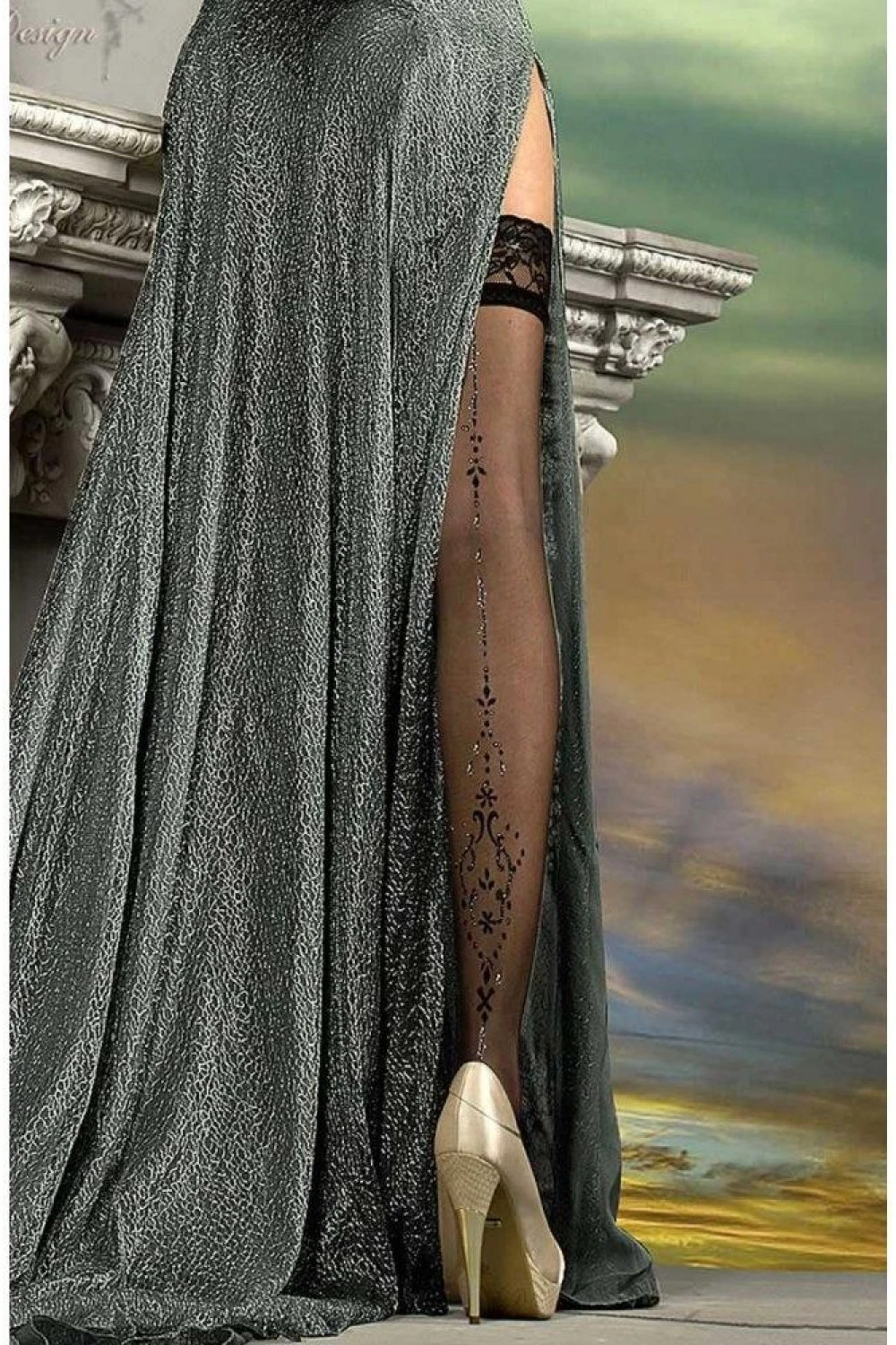 211 Lurex Backseam Hold Ups 3 211 Lurex Backseam Hold Ups - Image 3