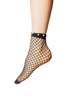 Fishnet Beaded Ankle Socks 504