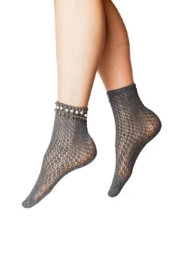 Lace Beaded Ankle Sock 466