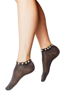 Lurex Beaded Trainer Style Sock 507