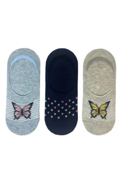 Flexitop Butterfly Design Invisible Liner Socks 3PP
