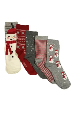 Flexitop Christmas Snowman Design Socks 5 Pair Pack
