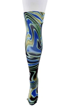 Blue Swirl Abstract Pattern Over Knee Socks