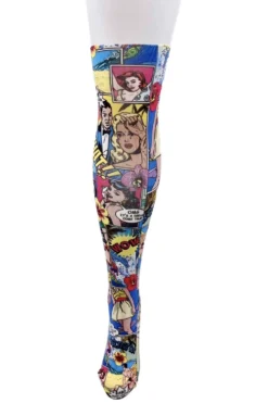 Comic Strip Pop Art Pattern Over Knee Socks