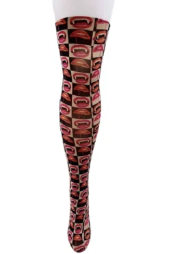 Lips Fangs Vampire Teeth Vintage Pop Art Over Knee Socks