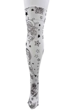 Tattoo Print Design Over Knee Socks