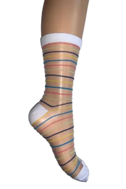 GIPSY Sheer Mesh Rainbow Stripe Sock 1787