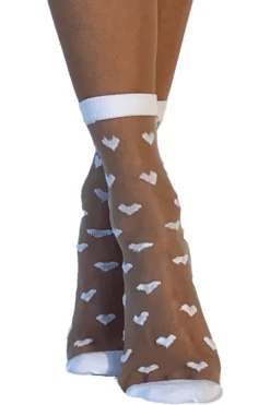GIPSY Transparent Sheer Heart Ankle Socks 1711