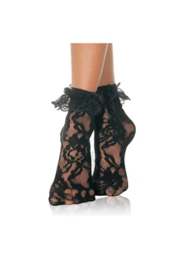 LEG AVENUE Lace Ruffle Top Anklets 3030