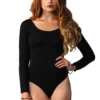 LEG AVENUE Long Sleeved Opaque Bodysuit 8578