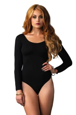 LEG AVENUE Long Sleeved Opaque Bodysuit 8578
