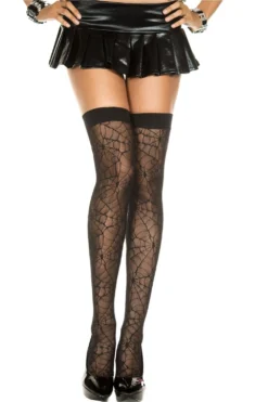 MUSIC LEGS Lace Spiderweb Thigh Highs 4770
