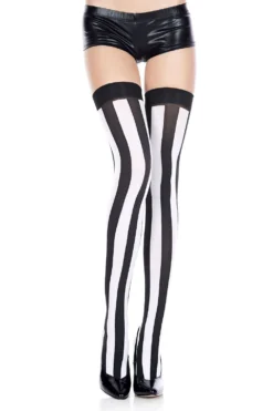 MUSIC LEGS Striped Opaque Thigh High 4219