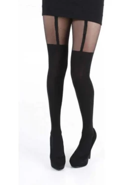 Plain Stripe Suspender Tights