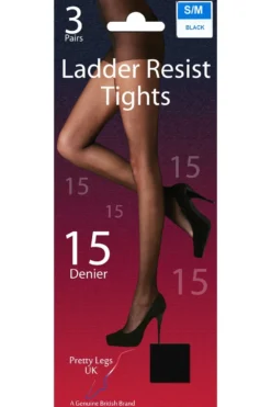 15 Denier Ladder Resist Tights 3Pr Pack D5RM3