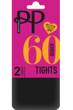 60 Denier Black Opaque Tights 2 Pair Pack ERM5