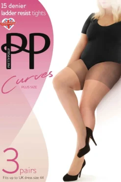 Curves 15 Denier Ladder Resist Tights 3 Pair Pack GK30