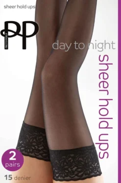 Day To Night 2PP Sheer Lace Top Holdups EVH3