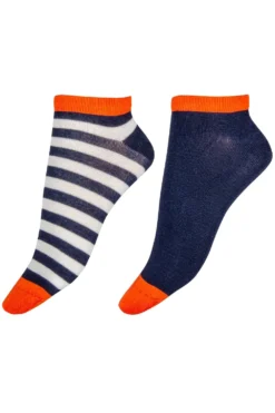 Navy And White Striped Bamboo Socks 2PP EXS3