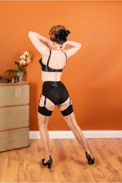 Glamour Cuban Heel Stockings Champagne/Black H2072